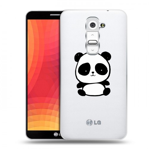 Полупрозрачный дизайнерский силиконовый чехол для LG Optimus G2 Прозрачные панды - смайлики