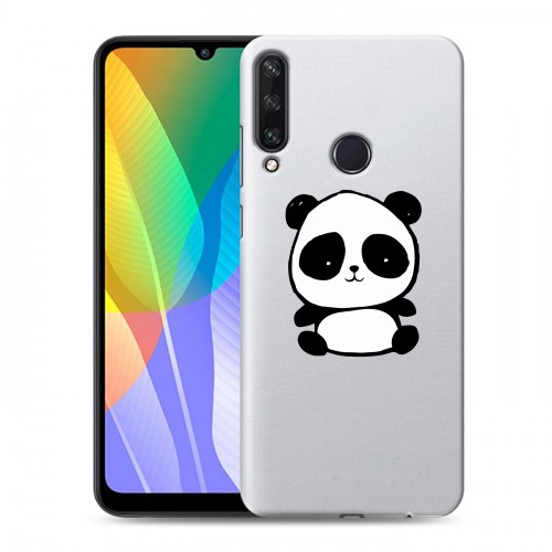 Полупрозрачный дизайнерский пластиковый чехол для Huawei Y6p Прозрачные панды - смайлики