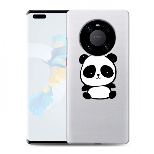 Полупрозрачный дизайнерский силиконовый с усиленными углами чехол для Huawei Mate 40 Pro Прозрачные панды - смайлики