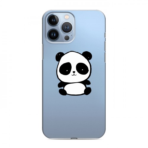 Полупрозрачный дизайнерский пластиковый чехол для Iphone 13 Pro Max Прозрачные панды - смайлики