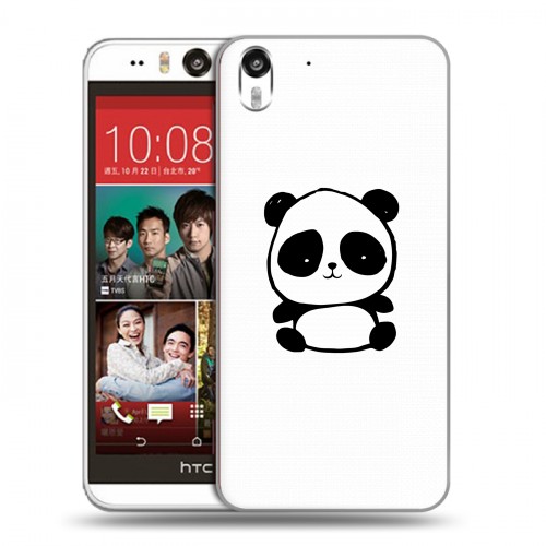 Полупрозрачный дизайнерский силиконовый чехол для HTC Desire Eye Прозрачные панды - смайлики