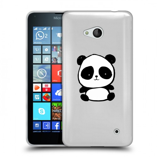 Полупрозрачный дизайнерский пластиковый чехол для Microsoft Lumia 640 Прозрачные панды - смайлики