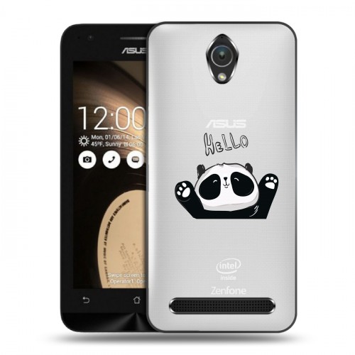 Полупрозрачный дизайнерский пластиковый чехол для ASUS ZenFone Go 4.5 Прозрачные панды - смайлики
