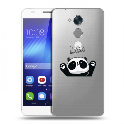 Полупрозрачный дизайнерский пластиковый чехол для Huawei Honor 6C Прозрачные панды - смайлики
