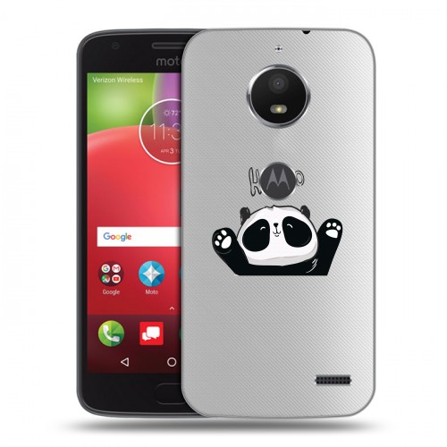Полупрозрачный дизайнерский пластиковый чехол для Motorola Moto E4 Прозрачные панды - смайлики
