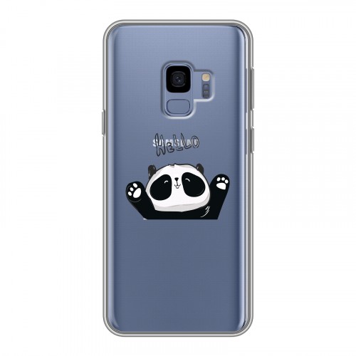 Полупрозрачный дизайнерский пластиковый чехол для Samsung Galaxy S9 Прозрачные панды - смайлики