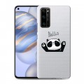 Полупрозрачный дизайнерский силиконовый с усиленными углами чехол для Huawei Honor 30 Прозрачные панды - смайлики