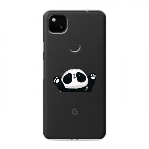 Полупрозрачный дизайнерский пластиковый чехол для Google Pixel 4a Прозрачные панды - смайлики