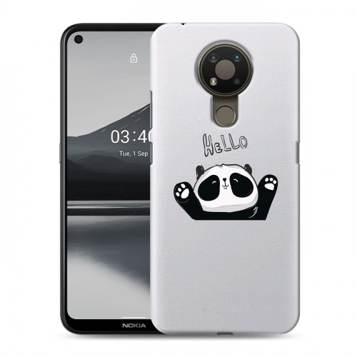 Полупрозрачный дизайнерский пластиковый чехол для Nokia 3.4 Прозрачные панды - смайлики