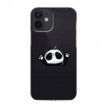 Полупрозрачный дизайнерский пластиковый чехол для Iphone 12 Mini Прозрачные панды - смайлики