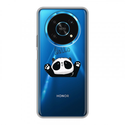 Полупрозрачный дизайнерский силиконовый с усиленными углами чехол для Huawei Honor Magic 4 Lite 5G Прозрачные панды - смайлики