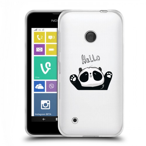 Полупрозрачный дизайнерский пластиковый чехол для Nokia Lumia 530 Прозрачные панды - смайлики