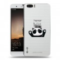 Полупрозрачный дизайнерский пластиковый чехол для Huawei Honor 6 Plus Прозрачные панды - смайлики