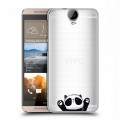 Полупрозрачный дизайнерский пластиковый чехол для HTC One E9+ Прозрачные панды - смайлики