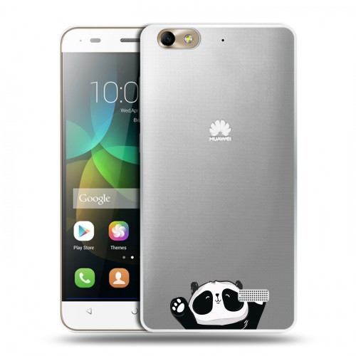 Полупрозрачный дизайнерский пластиковый чехол для Huawei Honor 4C Прозрачные панды - смайлики
