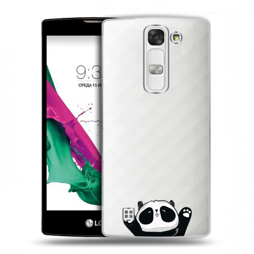 Полупрозрачный дизайнерский пластиковый чехол для LG G4c Прозрачные панды - смайлики