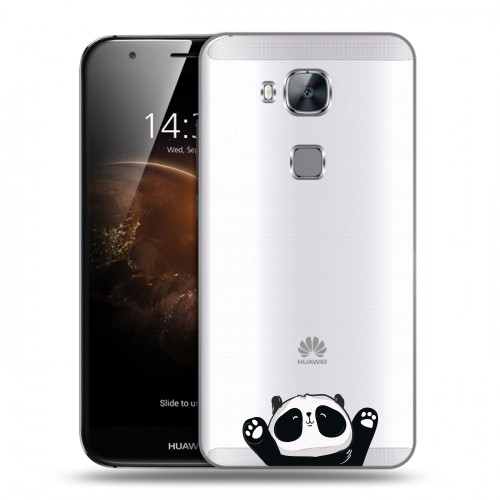 Полупрозрачный дизайнерский пластиковый чехол для Huawei G8 Прозрачные панды - смайлики