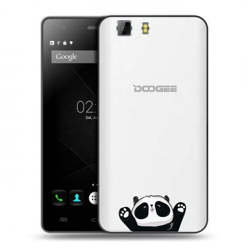 Полупрозрачный дизайнерский силиконовый чехол для Doogee X5 Прозрачные панды - смайлики