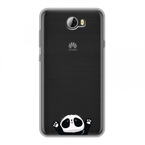Полупрозрачный дизайнерский силиконовый чехол для Huawei Y5 II Прозрачные панды - смайлики