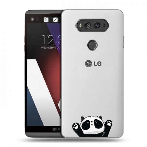 Полупрозрачный дизайнерский пластиковый чехол для LG V20 Прозрачные панды - смайлики