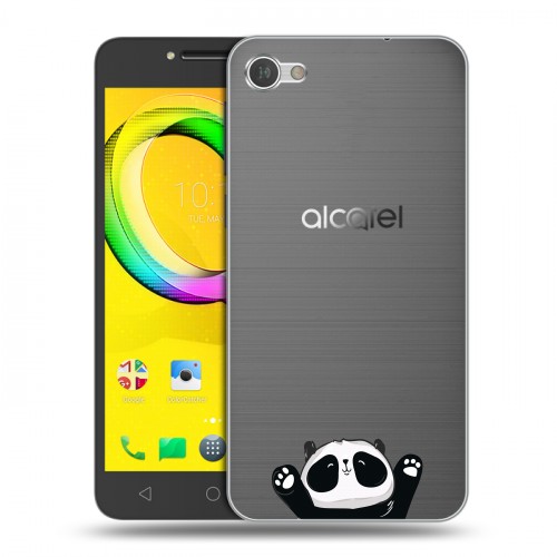 Полупрозрачный дизайнерский силиконовый чехол для Alcatel A5 LED Прозрачные панды - смайлики