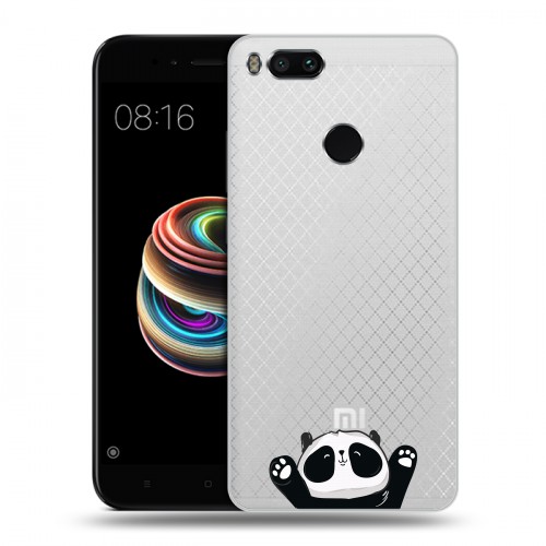 Полупрозрачный дизайнерский силиконовый чехол для Xiaomi Mi5X Прозрачные панды - смайлики