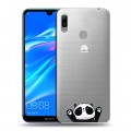 Полупрозрачный дизайнерский пластиковый чехол для Huawei Y6 (2019) Прозрачные панды - смайлики