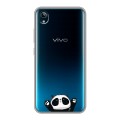 Полупрозрачный дизайнерский силиконовый с усиленными углами чехол для Vivo Y91C Прозрачные панды - смайлики