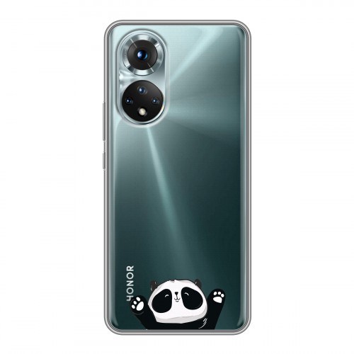 Полупрозрачный дизайнерский силиконовый с усиленными углами чехол для Huawei Honor 50 Прозрачные панды - смайлики