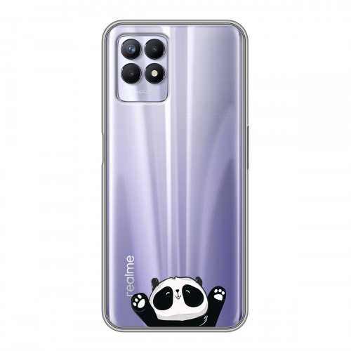 Полупрозрачный дизайнерский пластиковый чехол для Realme 8i Прозрачные панды - смайлики