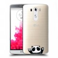 Полупрозрачный дизайнерский пластиковый чехол для LG G3 (Dual-LTE) Прозрачные панды - смайлики