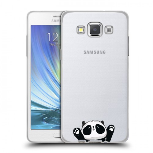 Полупрозрачный дизайнерский пластиковый чехол для Samsung Galaxy A5 Прозрачные панды - смайлики