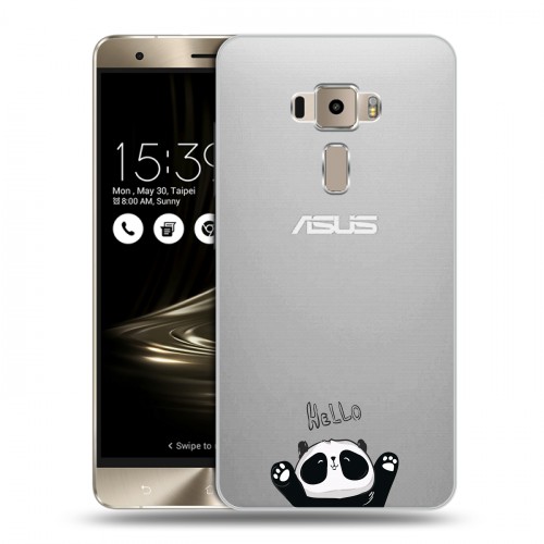 Полупрозрачный дизайнерский пластиковый чехол для Asus ZenFone 3 Прозрачные панды - смайлики