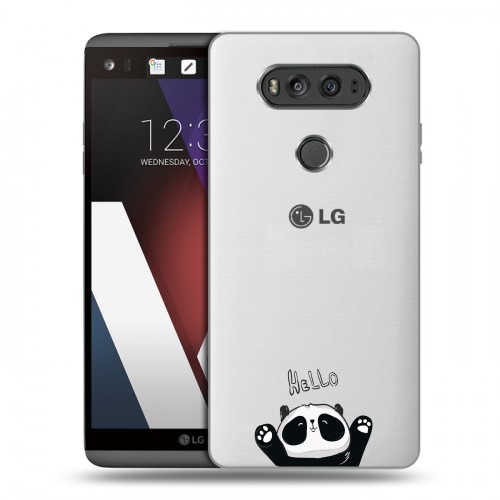 Полупрозрачный дизайнерский пластиковый чехол для LG V20 Прозрачные панды - смайлики