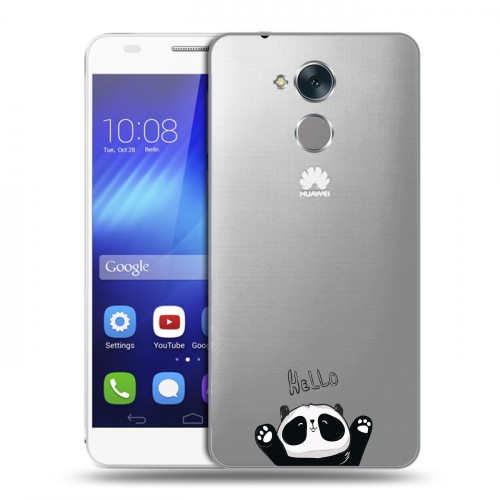 Полупрозрачный дизайнерский пластиковый чехол для Huawei Honor 6C Прозрачные панды - смайлики