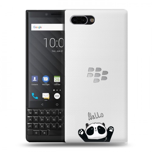 Полупрозрачный дизайнерский пластиковый чехол для BlackBerry KEY2 Прозрачные панды - смайлики
