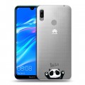 Полупрозрачный дизайнерский пластиковый чехол для Huawei Y6 (2019) Прозрачные панды - смайлики