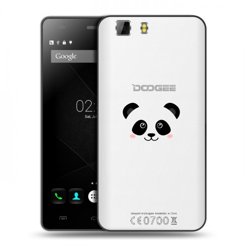 Полупрозрачный дизайнерский пластиковый чехол для Doogee X5 Прозрачные панды - смайлики