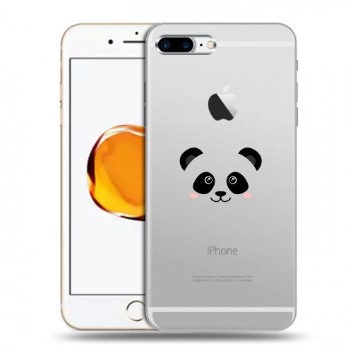 Полупрозрачный дизайнерский силиконовый чехол для Iphone 7 Plus / 8 Plus Прозрачные панды - смайлики