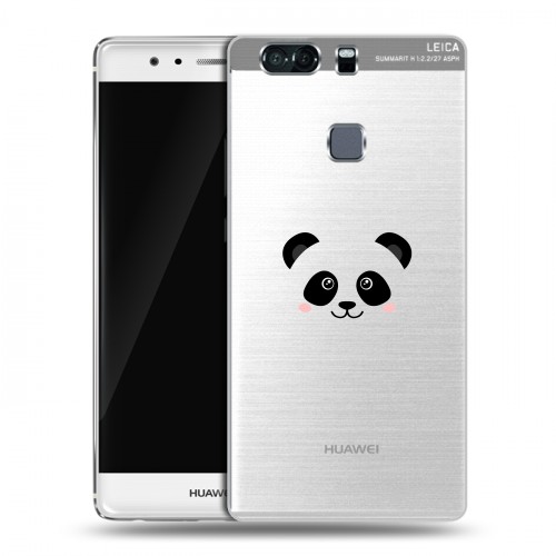 Полупрозрачный дизайнерский пластиковый чехол для Huawei P9 Plus Прозрачные панды - смайлики