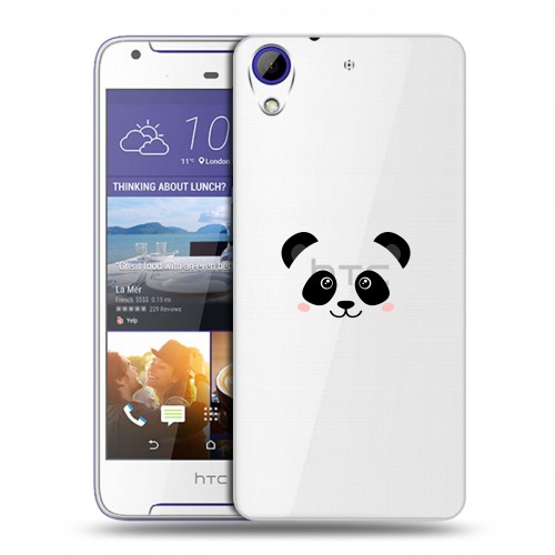 Полупрозрачный дизайнерский пластиковый чехол для HTC Desire 830 Прозрачные панды - смайлики