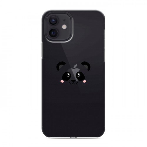 Полупрозрачный дизайнерский силиконовый чехол для Iphone 12 Прозрачные панды - смайлики