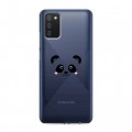 Полупрозрачный дизайнерский пластиковый чехол для Samsung Galaxy A02s Прозрачные панды - смайлики