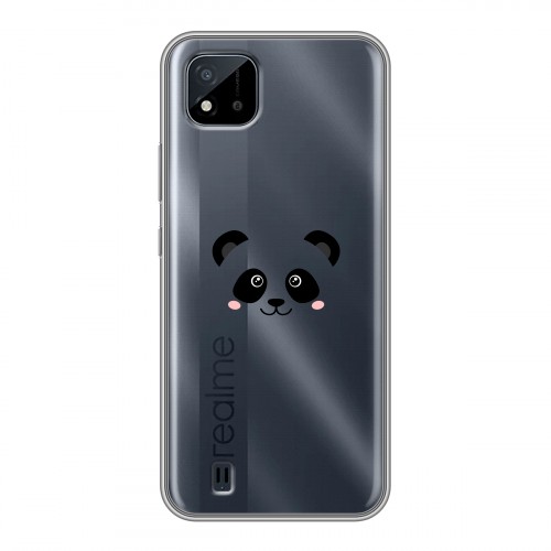 Полупрозрачный дизайнерский силиконовый чехол для Realme C20 Прозрачные панды - смайлики