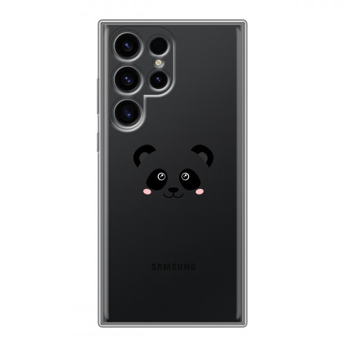 Полупрозрачный дизайнерский силиконовый чехол для Samsung Galaxy S24 Ultra Прозрачные панды - смайлики