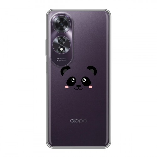 Полупрозрачный дизайнерский пластиковый чехол для OPPO A60 Прозрачные панды - смайлики