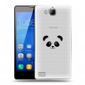 Полупрозрачный дизайнерский пластиковый чехол для Huawei Honor 3c Прозрачные панды - смайлики