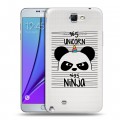 Полупрозрачный дизайнерский пластиковый чехол для Samsung Galaxy Note 2 Прозрачные панды - смайлики