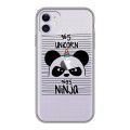 Полупрозрачный дизайнерский пластиковый чехол для Iphone 11 Прозрачные панды - смайлики