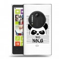 Полупрозрачный дизайнерский пластиковый чехол для Nokia Lumia 1020 Прозрачные панды - смайлики